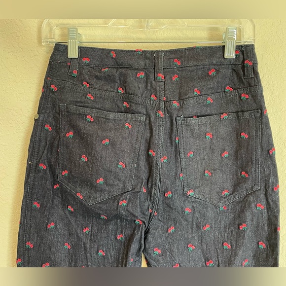 Miaou Junior Floral Embroidered Dark Blue Crop Jeans size 28 - Picture 5 of 12